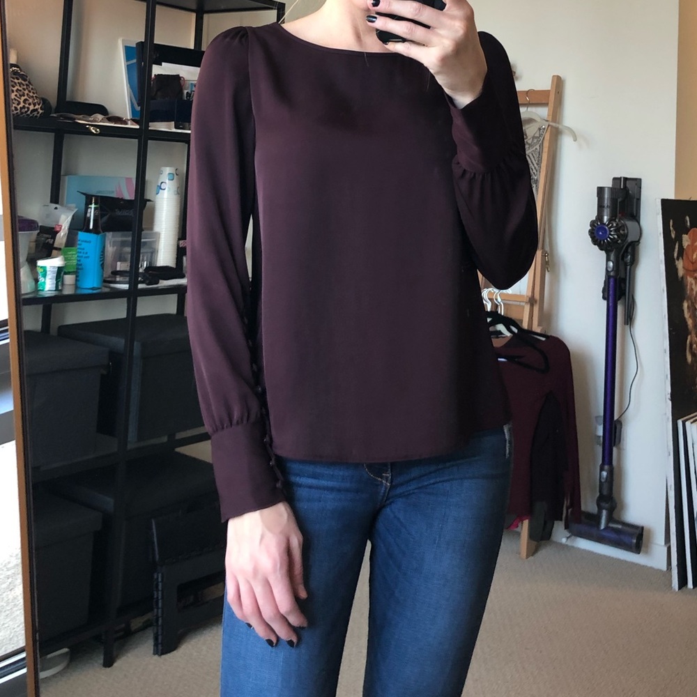 Maroon puff shoulder blouse